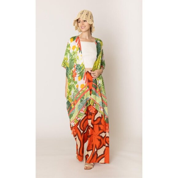 DIONA J FLORAL PRINT KIMONO ONE SIZE COLOR GREEN - Picture 3 of 5
